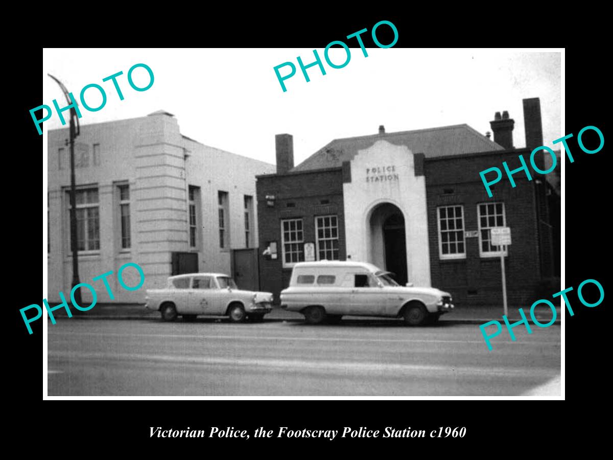 OLD LARGE HISTORIC AUSTRALIAN PHOTO OF VICTORIAN POLICE, FOOTSCRAY STATION c1960