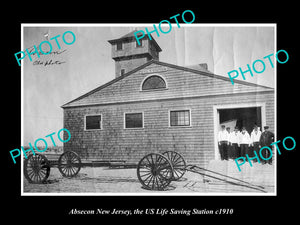 OLD LARGE HISTORIC PHOTO OF ABSECON NEW JERSEY, THE US LIFE SAVING STATION c1910