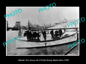 OLD LARGE HISTORIC PHOTO OF ATLANTIC CITY NEW JERSEY, THE LIFE SAVING BOAT c1920