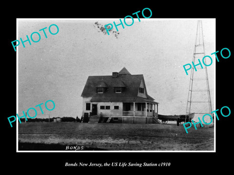 OLD LARGE HISTORIC PHOTO OF BONDS NEW JERSEY, THE US LIFE SAVING STATION c1910