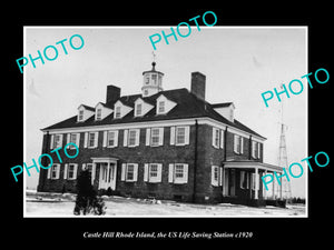 OLD LARGE HISTORIC PHOTO OF CASTLE HILL RHODE ISLAND US LIFE SAVING STATION 1920