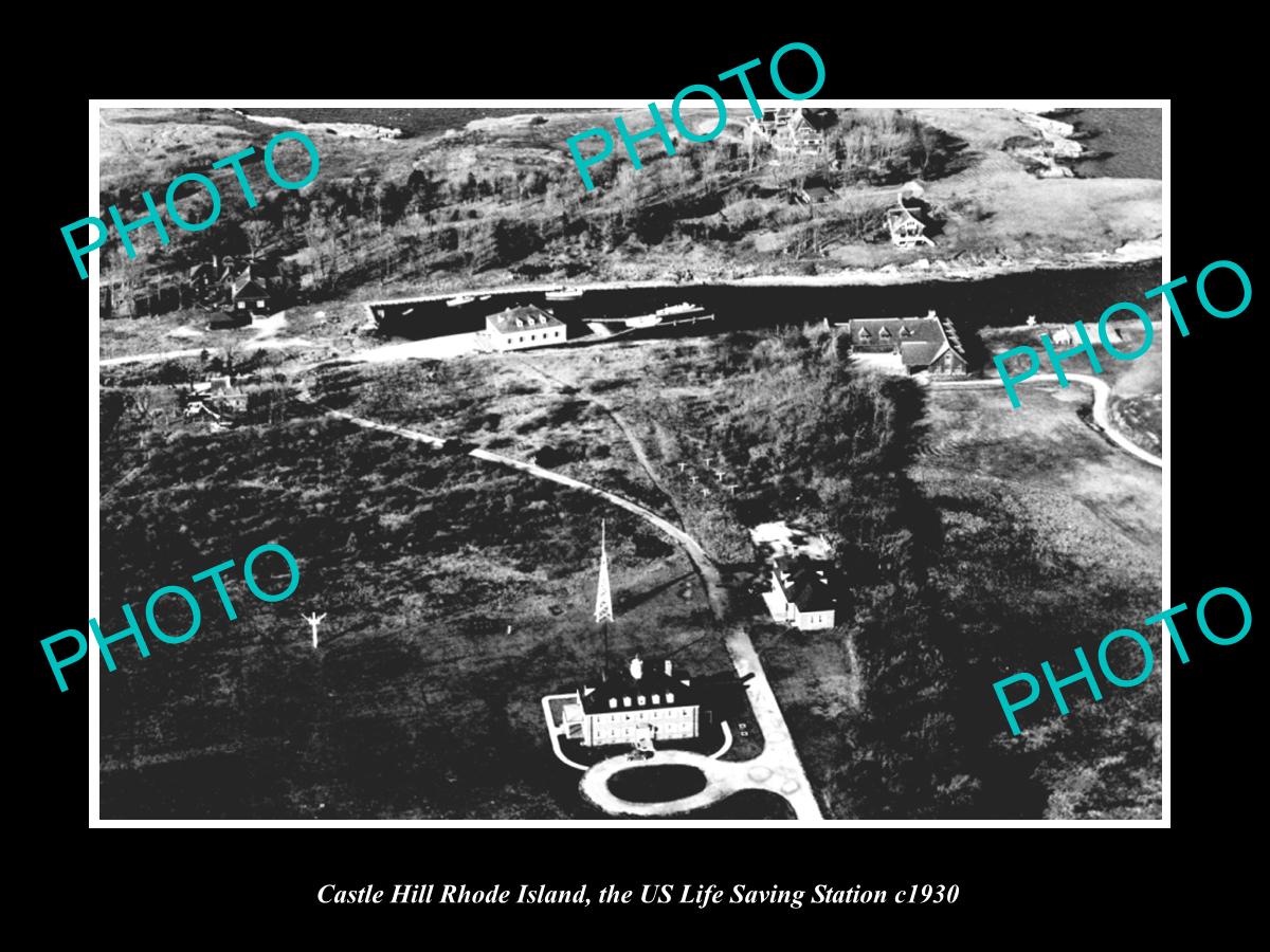 OLD LARGE HISTORIC PHOTO OF CASTLE HILL RHODE ISLAND US LIFE SAVING STATION 1930