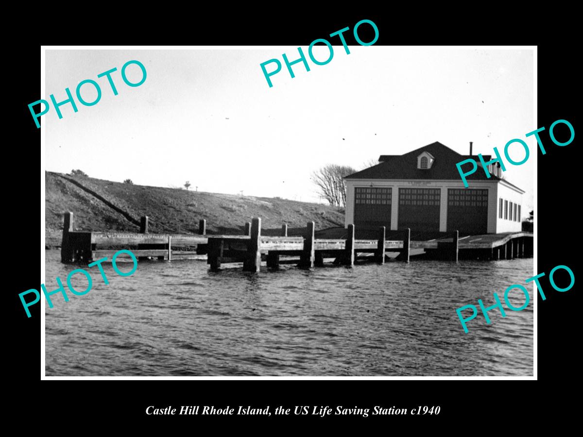 OLD LARGE HISTORIC PHOTO OF CASTLE HILL RHODE ISLAND US LIFE SAVING STATION 1940