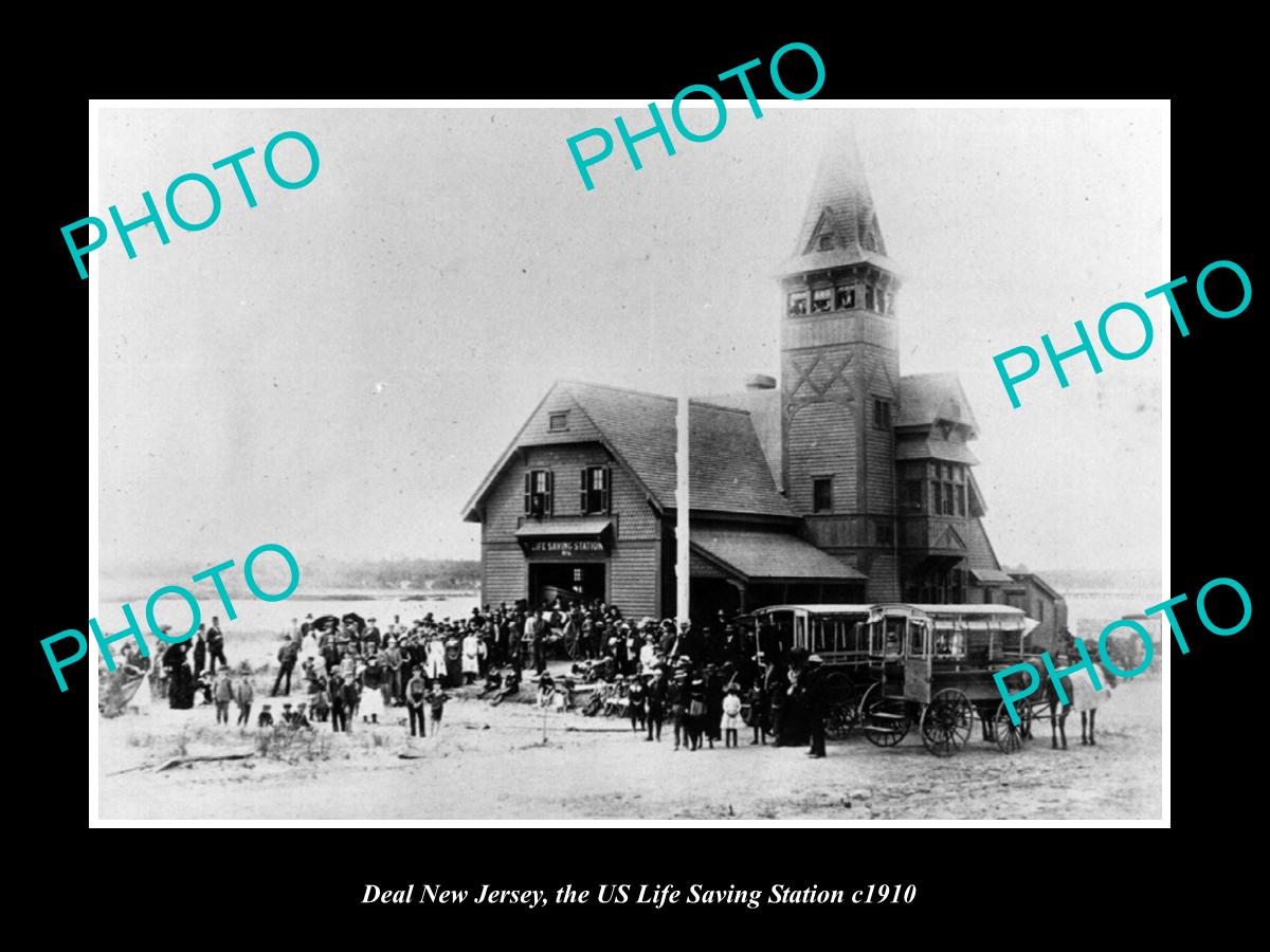 OLD LARGE HISTORIC PHOTO OF DEAL NEW JERSEY, THE US LIFE SAVING STATION c1910