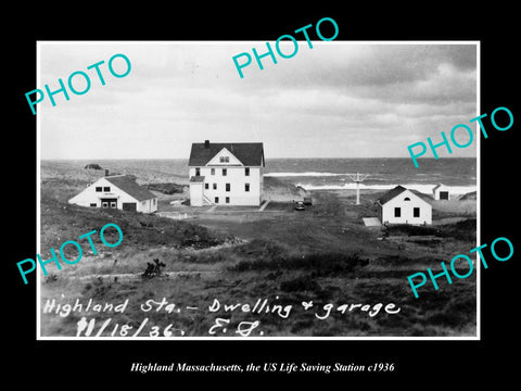 OLD LARGE HISTORIC PHOTO OF HIGHLAND MASSACHUSETTS, US LIFE SAVING STATION c1936