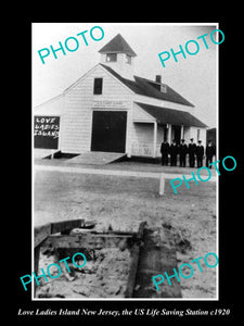 OLD LARGE HISTORIC PHOTO OF LOVELADIES NEW JERSEY US LIFE SAVING STATION c1920