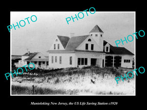 OLD LARGE HISTORIC PHOTO OF MANTOLOKING NEW JERSEY US LIFE SAVING STATION c1920