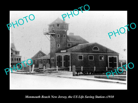 OLD LARGE HISTORIC PHOTO OF MONMOUTH NEW JERSEY US LIFE SAVING STATION c1910