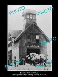 OLD LARGE HISTORIC PHOTO OF OCEAN CITY NEW JERSEY US LIFE SAVING STATION c1890