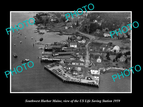 OLD LARGE HISTORIC PHOTO OF SOUTHWEST HARBOR MAINE US LIFE SAVING STATION c1959