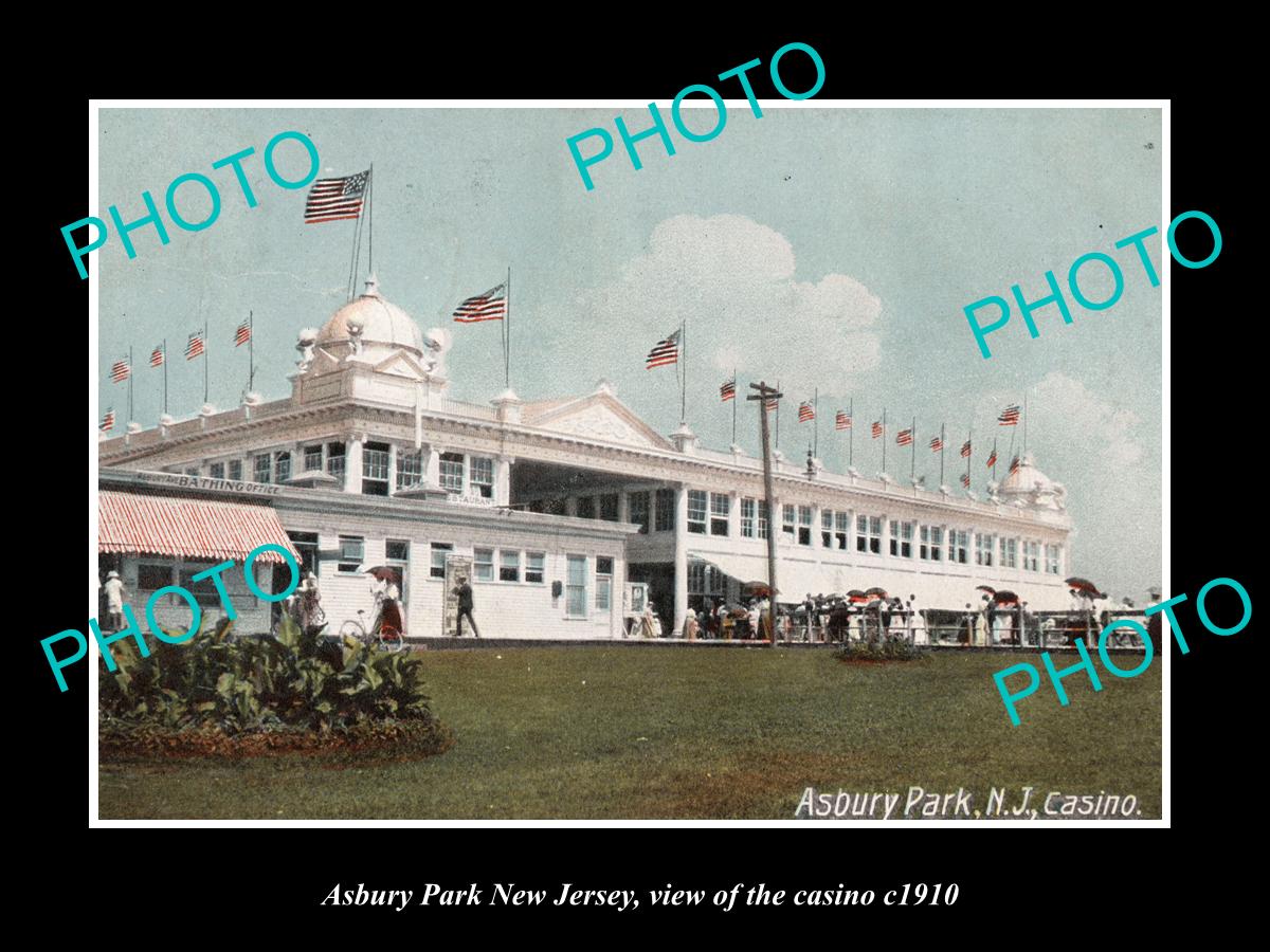 OLD LARGE HISTORIC PHOTO OF ASBURY PARK NEW JERSEY, VIEW OF THE CASINO c1910