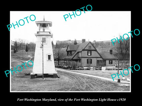 OLD LARGE HISTORIC PHOTO OF FORT WASHINGTON MARYLAND, THE LIGHT HOUSE c1920