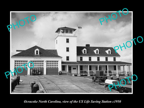 OLD LARGE HISTORIC PHOTO OF ORCACOKE NORTH CAROLINA US LIFE SAVING STATION c1950