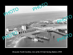 OLD LARGE HISTORIC PHOTO OF ORCACOKE NORTH CAROLINA US LIFE SAVING STATION 1950