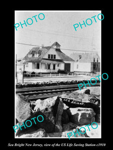 OLD LARGE HISTORIC PHOTO OF SEA BRIGHT NEW JERSEY US LIFE SAVING STATION c1910