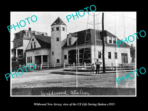 OLD LARGE HISTORIC PHOTO OF WILDWOOD NEW JERSEY US LIFE SAVING STATION c1915