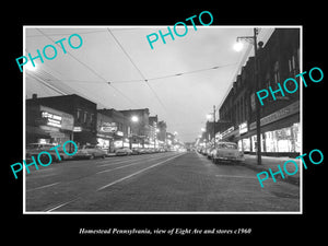 OLD LARGE HISTORIC PHOTO OF HOMESTEAD PENNSYLVANIA, EIGHT Ave & STORES c1960