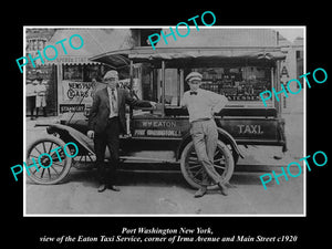 OLD LARGE HISTORIC PHOTO OF PORT WASHINGTON NEW YORK, THE EATON TAXI TRUCK c1920