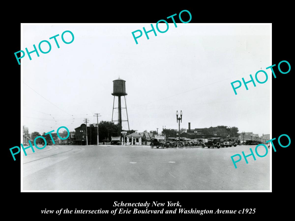 OLD LARGE HISTORIC PHOTO OF SCHENECTADY NEW YORK, Cnr ERIE & WASHINGTON c1925