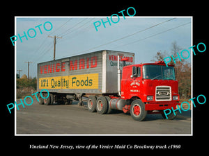 OLD LARGE HISTORIC PHOTO OF VINELAND NEW JERSEY, THE VENICE MAID Co TRUCK c1960