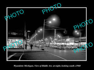 OLD HISTORIC PHOTO OF WYANDOTTE MICHIGAN, VIEW OF BIDDLE Ave & STORES c1960 2