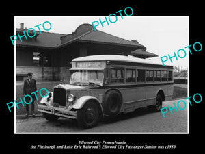 OLD LARGE HISTORIC PHOTO OF ELLWOOD CITY PENNSYLVANIA, THE RAILROAD BUS c1930