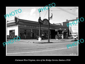 OLD LARGE HISTORIC PHOTO OF FAIRMONT WEST VIRGINIA, THE AMOCO GAS STATION c1930