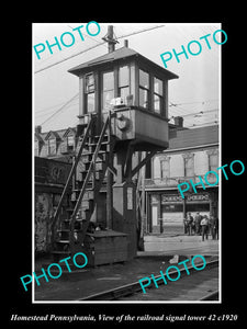 OLD HISTORIC PHOTO OF HOMESTEAD PENNSYLVANIA, No 42 RAILROAD SIGNAL TOWER c1920