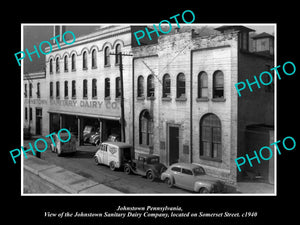 OLD LARGE HISTORIC PHOTO OF JOHNSTOWN PENNSYLVANIA, THE SANITARY DAIRY Co c1940