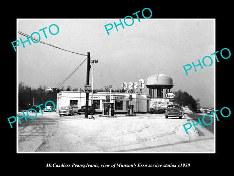 OLD LARGE HISTORIC PHOTO OF McCANDLESS PENNSYLVANIA, THE ESSO GAS STATION c1950