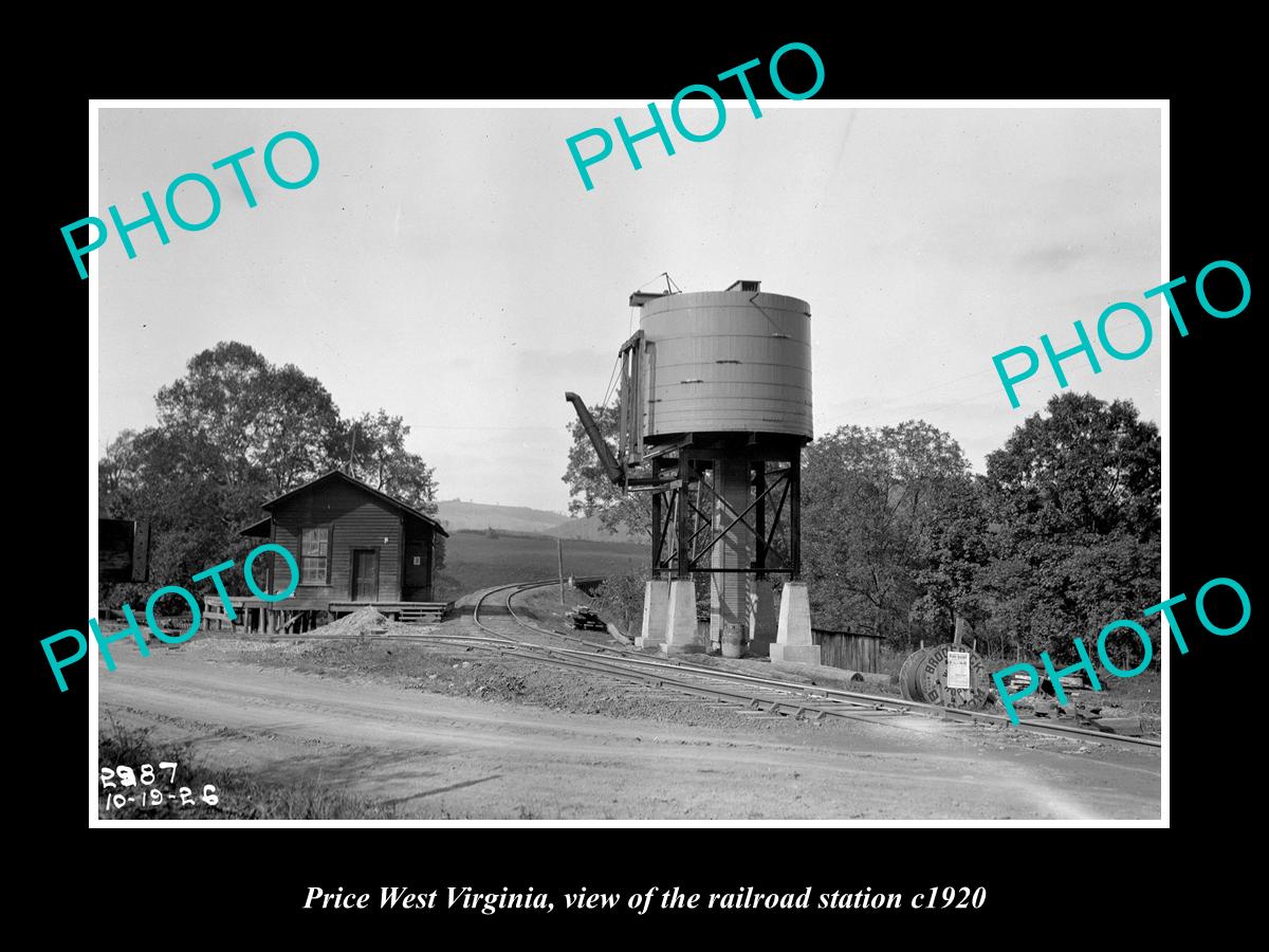 OLD LARGE HISTORIC PHOTO OF PRICE WEST VIRGINIA, THE RAILROAD DEPOT STATION 1920
