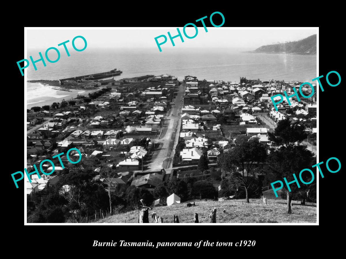 OLD LARGE HISTORIC PHOTO OF BURNIE TASMANIA, PANORAMA OF THE TOWN c1920