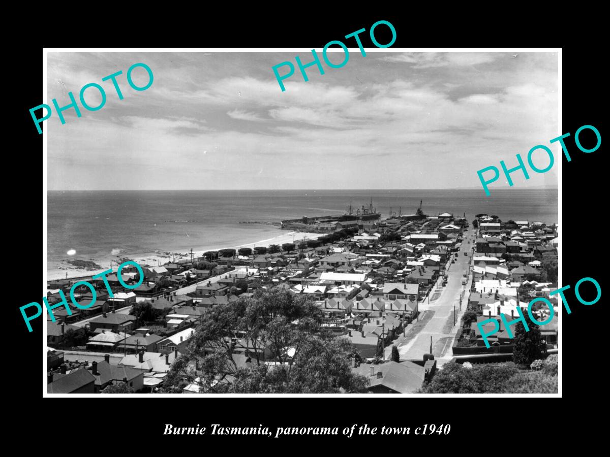 OLD LARGE HISTORIC PHOTO OF BURNIE TASMANIA, PANORAMA OF THE TOWN c1940