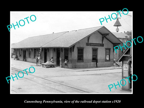 OLD LARGE HISTORIC PHOTO OF CANONSBURG PENNSYLVANIA, THE RAILROAD DEPOT c1920 1