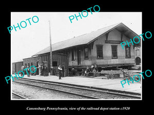 OLD LARGE HISTORIC PHOTO OF CANONSBURG PENNSYLVANIA, THE RAILROAD DEPOT c1920 2