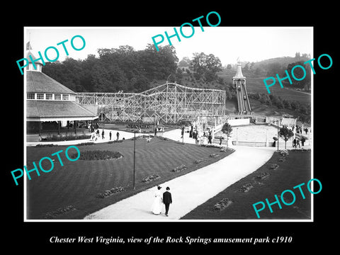 OLD LARGE HISTORIC PHOTO OF CHESTER WEST VIRGINIA, ROCK SPRINGS AMUSEMENT c1910