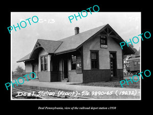 OLD LARGE HISTORIC PHOTO OF DEAL PENNSYLVANIA, THE RAILROAD DEPOT STATION c1920