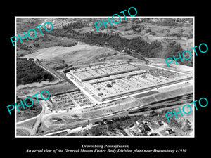 OLD LARGE HISTORIC PHOTO OF DRAVOSBURG PENNSYLVANIA, AERIAL OF THE GM PLANT 1950