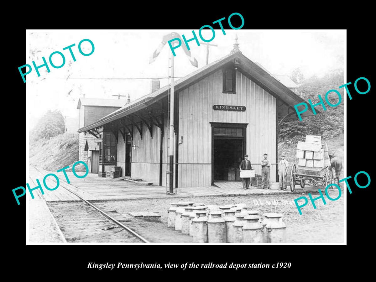 OLD LARGE HISTORIC PHOTO OF KINGSLEY PENNSYLVANIA, RAILROAD DEPOT STATION c1920