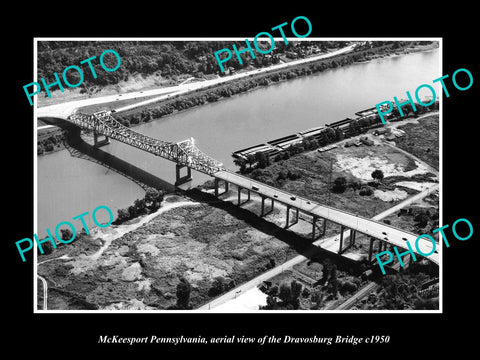 OLD LARGE HISTORIC PHOTO OF McKEESPORT PENNSYLVANIA, THE DRAVOSBURG BRIDGE c1950