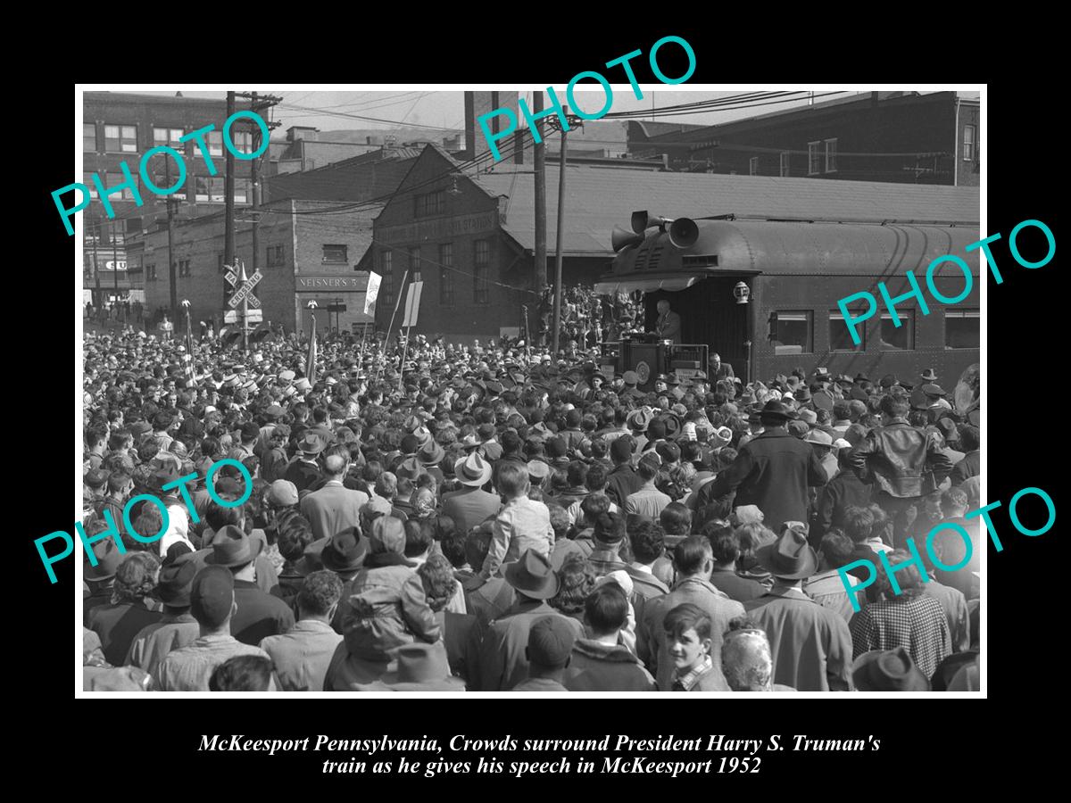 OLD HISTORIC PHOTO OF McKEESPORT PENNSYLVANIA, PRESIDENT TRUMAN ARRIVES c1952 1