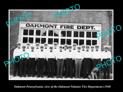 OLD LARGE HISTORIC PHOTO OF OAKMONT PENNSYLVANIA, THE FIRE DEPARTMENT c1940