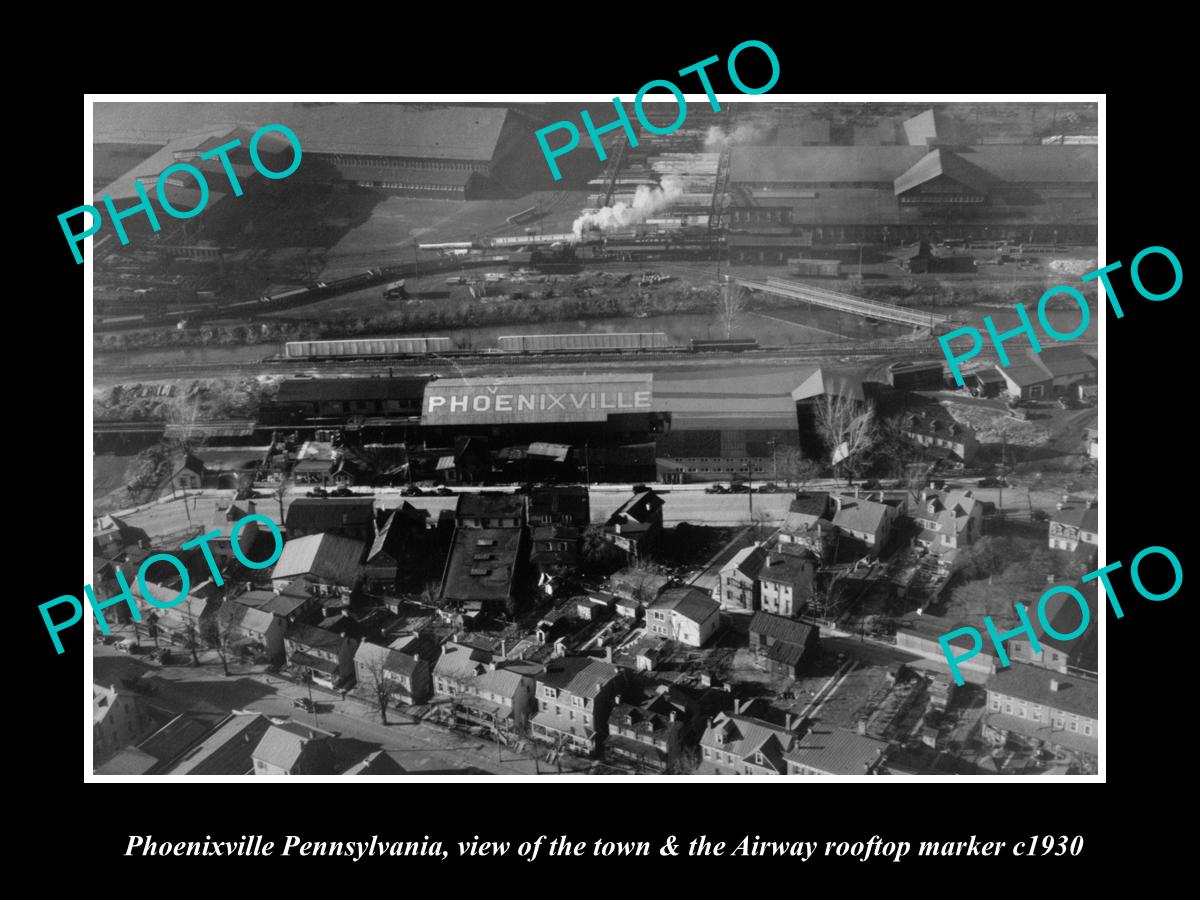 OLD LARGE HISTORIC PHOTO OF PHOENIXVILLE PENNSYLVANIA, THE AIRWAY MARKER 1930