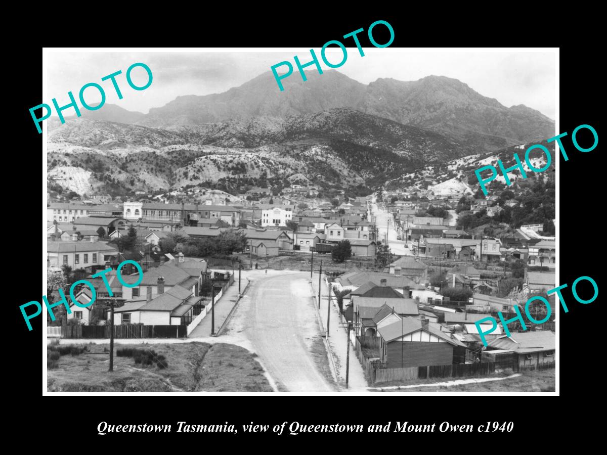 OLD LARGE HISTORIC PHOTO OF QUEENSTOWN TASMANIA, PANORAMA OF THE TOWN c1910 1