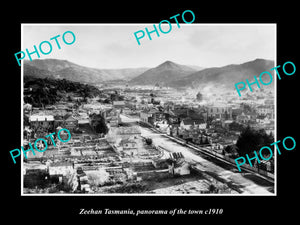 OLD LARGE HISTORIC PHOTO OF ZEEHAN TASMANIA, PANORAMA OF THE TOWN c1910 1