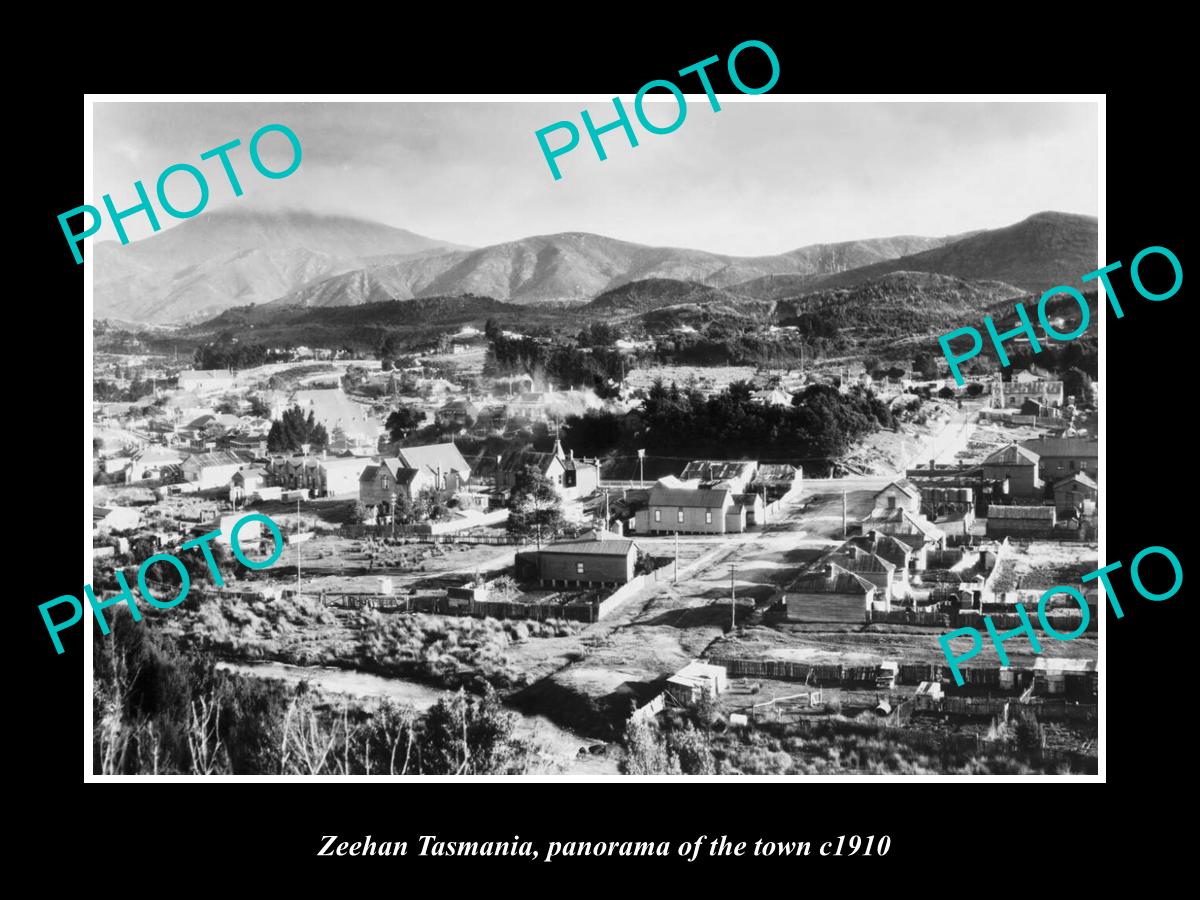 OLD LARGE HISTORIC PHOTO OF ZEEHAN TASMANIA, PANORAMA OF THE TOWN c1910 2