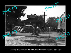 OLD LARGE HISTORIC PHOTO OF INDIANAPOLIS INDIANA, THE 58th RAILROAD STATION 1940