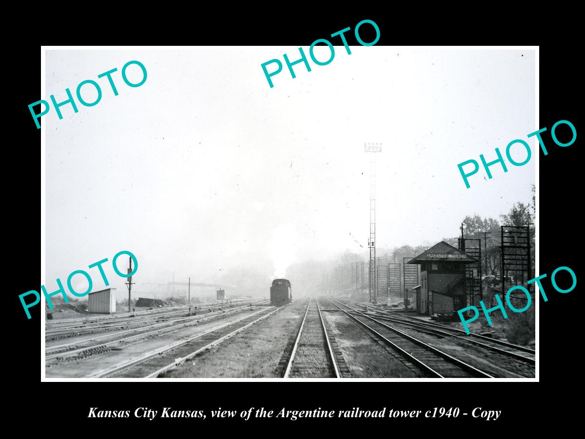 OLD LARGE HISTORIC PHOTO OF KANSAS CITY, THE ARGENTINE RAILROAD TOWER c1940