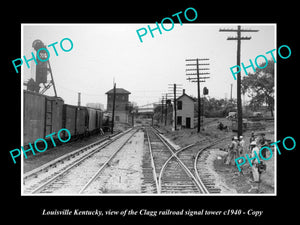 OLD LARGE HISTORIC PHOTO OF LOUISVILLE KENTUCKY, THE CLAGG RAILROAD TOWER c1940