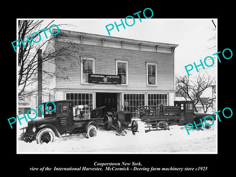 OLD HISTORIC PHOTO OF COOPERSTOWN NEW YORK, INTERNATIONAL HARVESTER STORE c1925